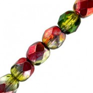 Abalorios facetadas cristal Checo Fire Polished 3mm - Crystal magic apple